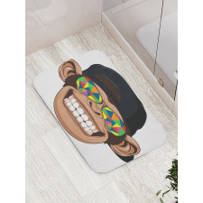 Hipster Monkey Glasses Bath Mat