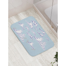 Fluffy Clouds Sketch Art Bath Mat