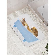 Dog and Cat in Bathtub Bath Mat