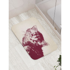 Grunge Retro Kitty Cat Bath Mat