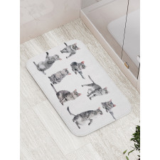 Striped Furry Animal Posing Bath Mat