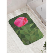 Geometric Tulip on Mosaic Bath Mat