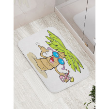 Fun Palm Tree Character Bath Mat