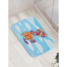 Clown Taken by His Balloons Bath Mat