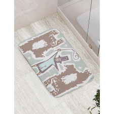 Woodcut Style Bears Man Bath Mat