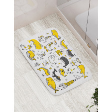 Hipster Style Animal Motifs Bath Mat