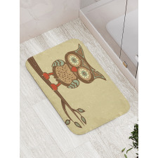 Owl Sitting on Branch Bath Mat