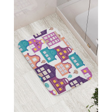 Traditional Houses Trees Bath Mat