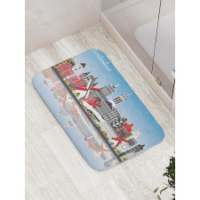 City Skyline Calligraphy Bath Mat