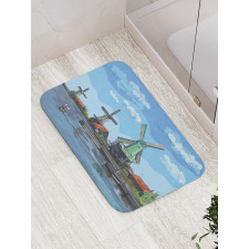 Cartoon Style Windmill Bath Mat