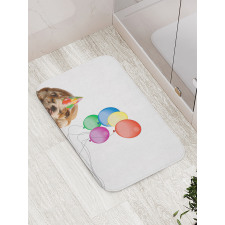 Doggie in a Birthday Hat Bath Mat