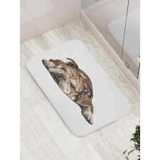 Single Hand Drawn Bulldog Bath Mat