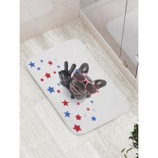 Top View Funny Dog Posing Bath Mat