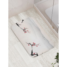 Sakura Flower and Gulls Bath Mat