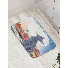 Cat on Rooftop Sunset Music Bath Mat