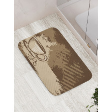 Grunge Style Cup and Beans Bath Mat