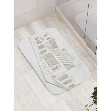 Urban Sidewalk Cafe Drawing Bath Mat