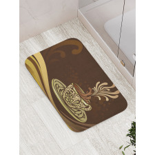 Ornamental Coffee Mug Design Bath Mat