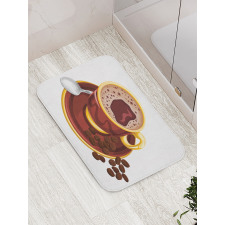 Cappuccino Spoon and Beans Bath Mat