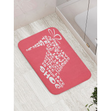 Woman Shoes Coral Words Bath Mat