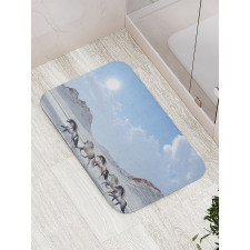 Snowy Day Wild Horse Bath Mat