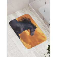 Galloping Friesian Horse Bath Mat