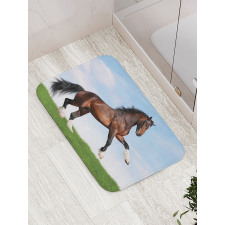 Horse Pacing on Grass Bath Mat