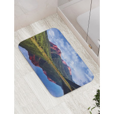 Red Iron Peaks on Lake Bath Mat