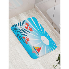 Oleanders and Sailboat Bath Mat