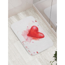 Watercolor Effect Heart Bath Mat