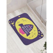 Rocket Space Moon Love Bath Mat