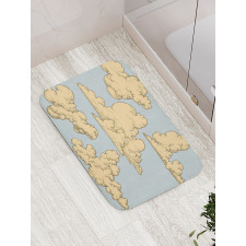 Cartoon Fluffy Clouds Art Bath Mat