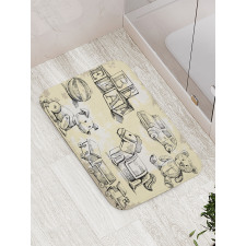 Hand Drawn Teddy Bear Bath Mat