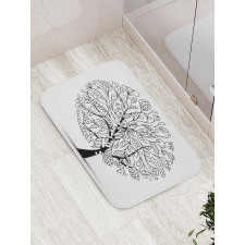 Abstract Leafy Floral Tree Bath Mat