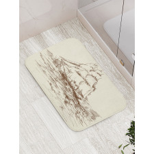 Hand Drawn Ship Bath Mat