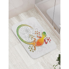 Art Frog Flowers Bath Mat