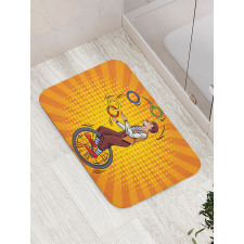 Disc Juggler Man on Unicycle Bath Mat