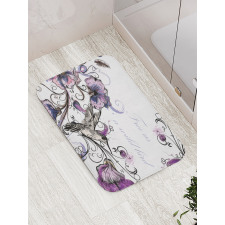 Ornate Flowers Leaves Bath Mat