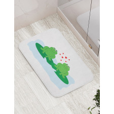 Cartoon 2 Frogs in Romance Bath Mat