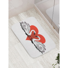 Couple Swans Lake Hearts Art Bath Mat