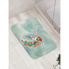 Bird with Flower Branch Bath Mat