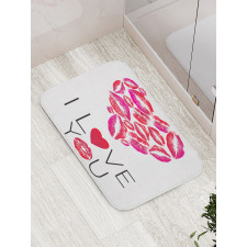 Kisses Lipsticks Lettering Bath Mat