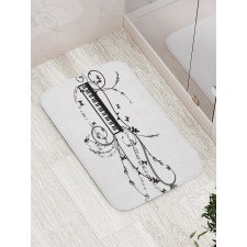 Keyboard Curlicue Motif Art Bath Mat