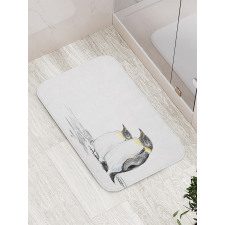 Hand Drawn Penguins Art Bath Mat