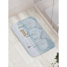 Snow in Park Xmas Trees Bath Mat