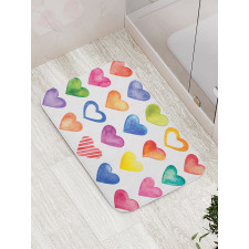 Watercolor Heart Romance Bath Mat