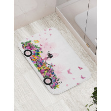 Floral Car Butterflies Bath Mat