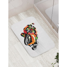 Motorcycle Racer Sport Bath Mat