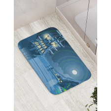 Cartoon Pirate Ship Moon Bath Mat