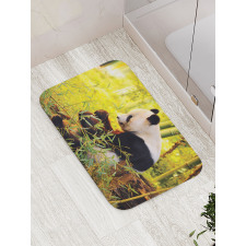 Panda Sitting in Forest Bath Mat